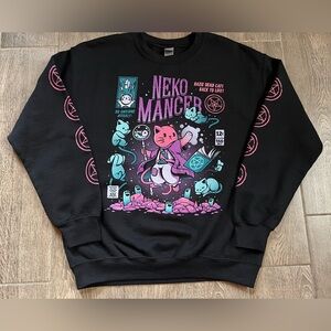 Neko Mancer Cat Occult Graphic Sweatshirt Medium Black Goth Kawaii Witchcore